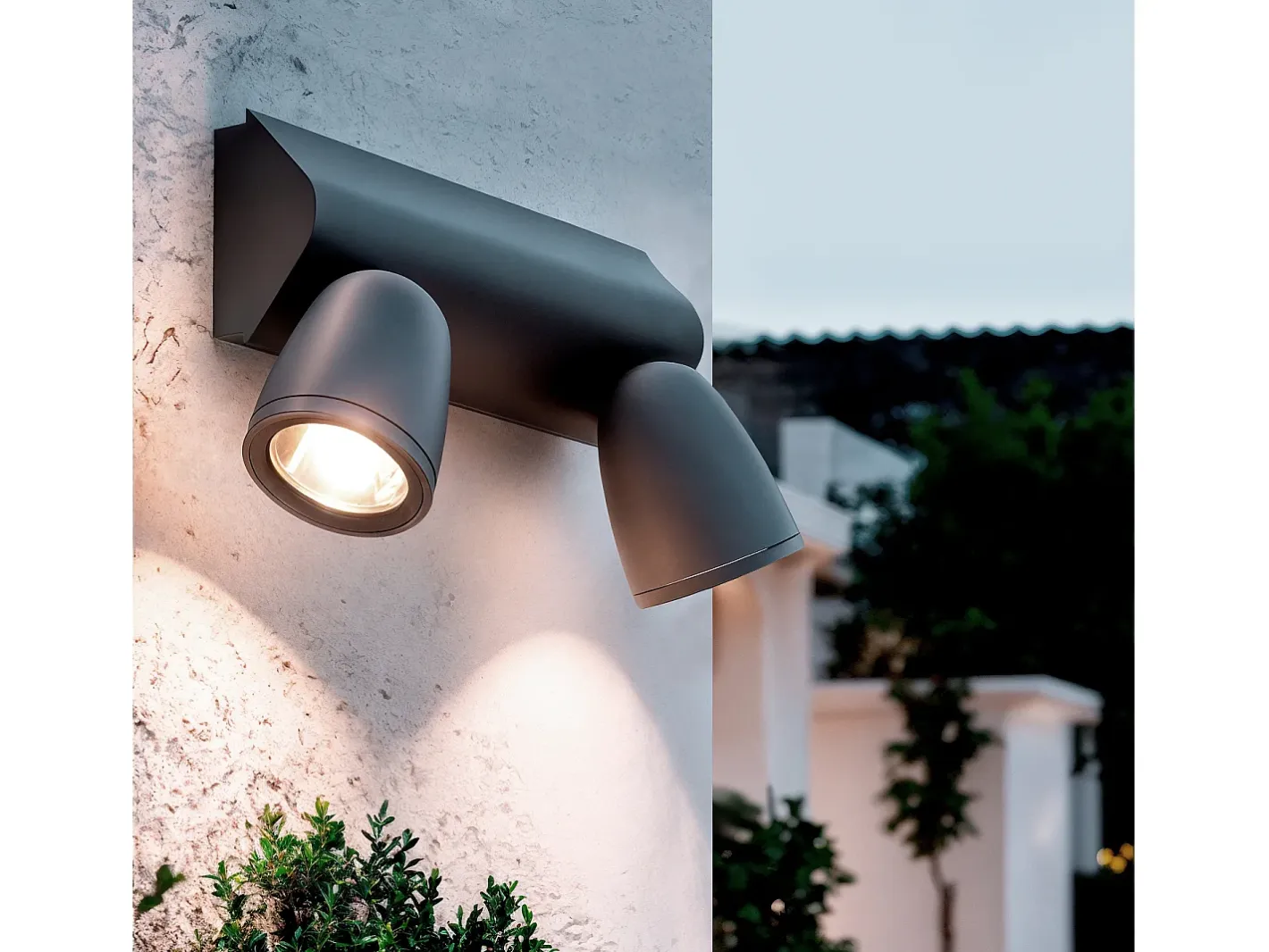 Best Ledkia Aplique de Pared Exterior LED 12W Aluminio Abel Large Dos Focos Oscuro Gris