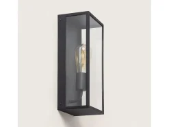 Ledkia Aplique de Pared Exterior Metal y Cristal Zeila Negro