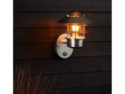 Ledkia Aplique Para Pared-Aplique de Pared Exterior de Acero Galvanizado Stage con sensor PIR Plateado