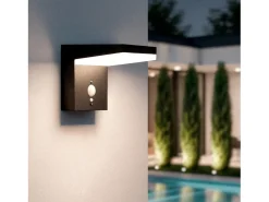 Outlet Ledkia Aplique de Pared Exterior Solar LED 5W Aluminio con Sensor de Movimiento Edwan Negro