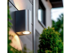 Ledkia Aplique de Pared Exterior Aluminio Iluminación Doble Cara Big Gala Plateado Outlet