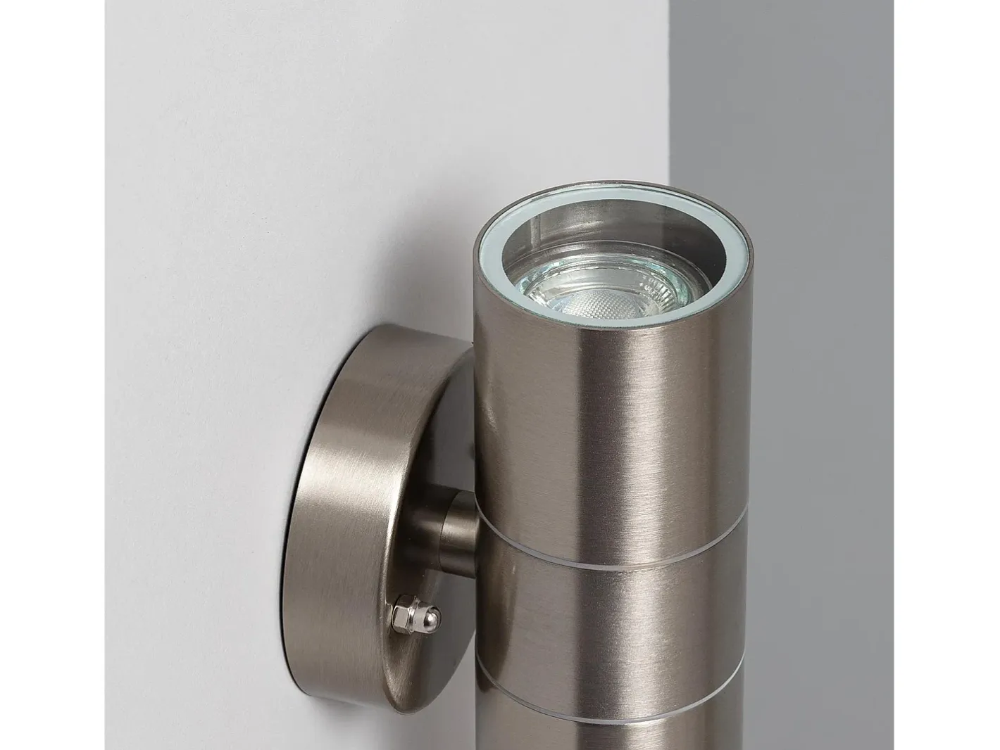 Ledkia Aplique de Pared Exterior Acero Inoxidable Iluminación Doble Cara Satin Plateado Discount