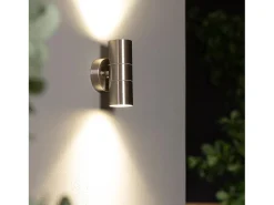 Ledkia Aplique de Pared Exterior Acero Inoxidable Iluminación Doble Cara Satin Plateado Discount