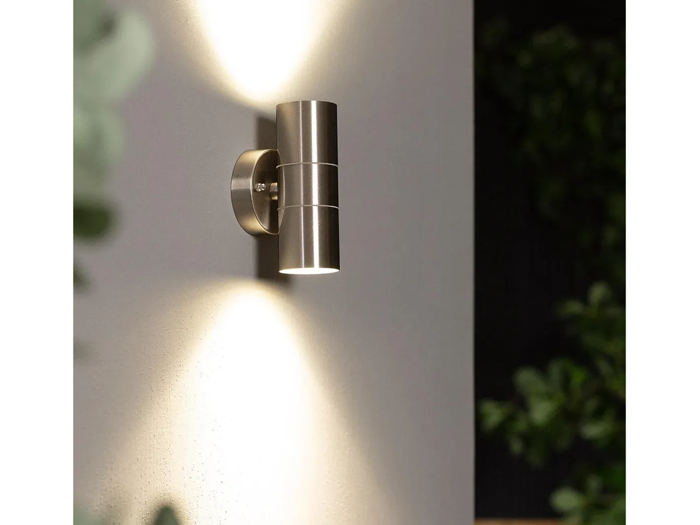 Ledkia Aplique de Pared Exterior Acero Inoxidable Iluminación Doble Cara Satin Plateado Discount