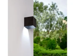 New Ledkia Aplique de Pared Exterior Solar LED 2W con Detector de Movimiento Radar Eros 3000K Blanco Cálido Negro