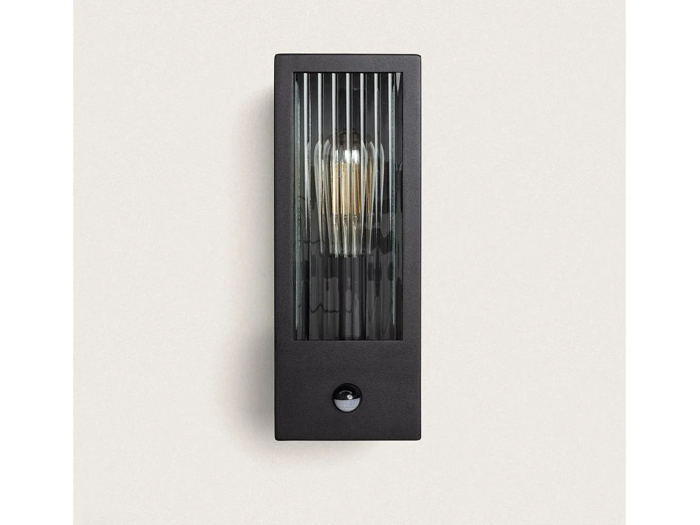 Ledkia Aplique de Pared Exterior Acero Inoxidable y Cristal Texturizado con Detector de Movimiento Gakom Negro Online