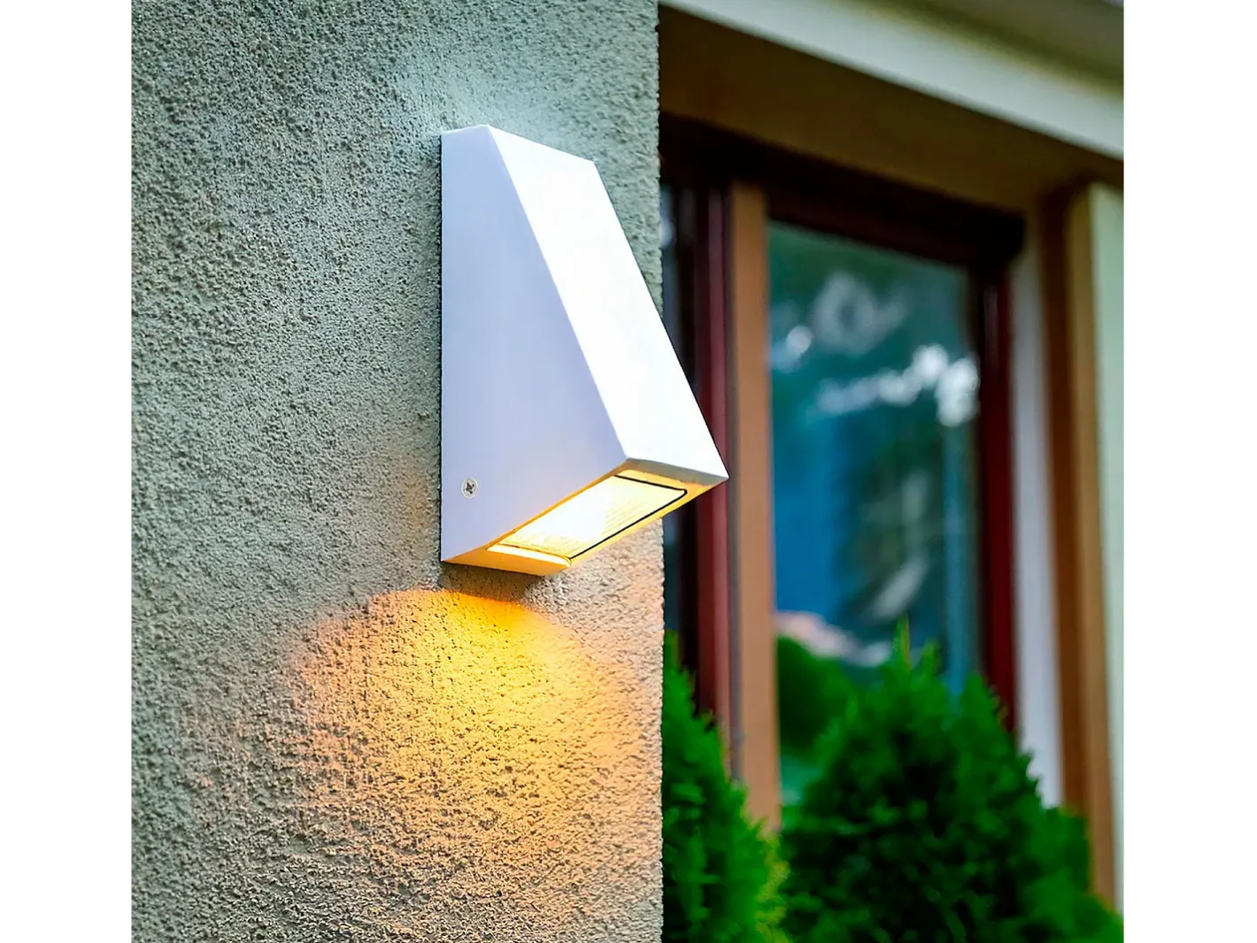 Ledkia Iluminación Exterior-Aplique de Pared Exterior Metal y Cristal Ruzafa Blanco