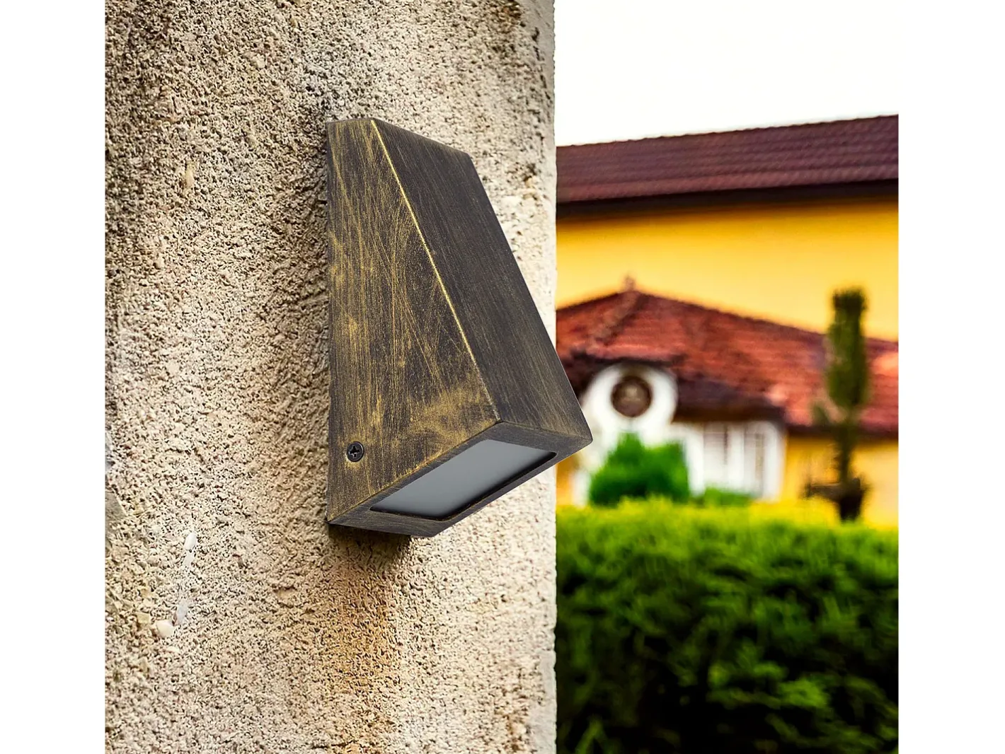 Ledkia Aplique de Pared Exterior Metal y Cristal Ruzafa / Dorado Negro Outlet