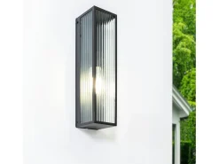 Ledkia Iluminación Exterior-Aplique de Pared Exterior Metal y Cristal Taiga Negro