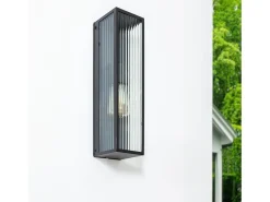 Ledkia Iluminación Exterior-Aplique de Pared Exterior Metal y Cristal Taiga Negro