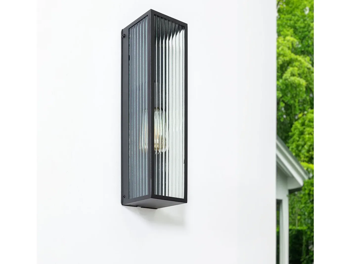 Ledkia Iluminación Exterior-Aplique de Pared Exterior Metal y Cristal Taiga Negro
