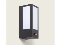 Ledkia Iluminación Exterior-Aplique de Pared Exterior Acero Inoxidable con Detector de Movimiento Gakom Opal Negro