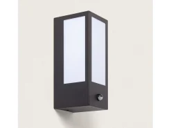 Ledkia Iluminación Exterior-Aplique de Pared Exterior Acero Inoxidable con Detector de Movimiento Gakom Opal Negro