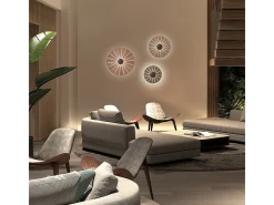 Hot Aplique de pared EYE estilo moderno - D. ø42 cm- small - interior- LED SMD- 14W- small- 3000K- y madera oscura Negro