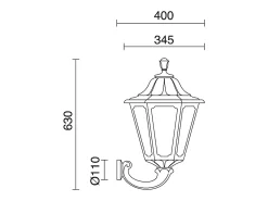 Aplique Para Pared-Aplique de pared Indura big 6 clásico -alt. 63 cm -e27 42w -resina -IP55 - Negro