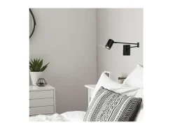 Aplique Para Pared-Aplique de pared led modelo Romeo acabado , 8cm(ancho) 63cm (fondo) 12cm(alto). Negro