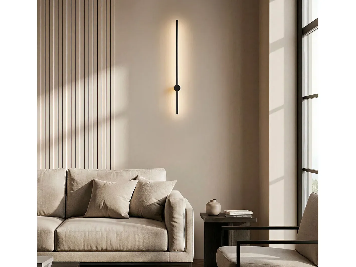 Discount Ledkia Aplique de Pared Lineal LED 15W de Metal Big DeLux Negro