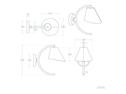 New Ledkia Aplique de Pared Metal Edern Dorado
