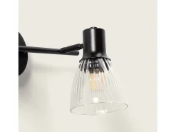 Ledkia Aplique de Pared Metal y Cristal Aron 3 Focos Negro