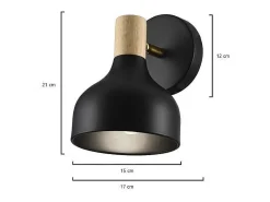 Aplique Para Pared-Aplique de pared modelo Arán acabado 18 cm(alto) 13 cm(ancho) 13 cm(fondo Negro