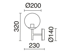 Aplique Para Pared-Aplique de pared OXY estilo clásico y atemporal - D. 20 cm x Alt. 32 cm - esfera opal ø20 - interior -E27 40W - IP40 - acero y Negro