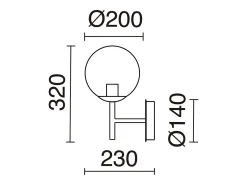 Hot Aplique de pared OXY estilo clásico y atemporal - D. 20 cm x Alt. 32 cm - esfera transparente ø20 - interior -E27 40W - IP40 - acero y Negro