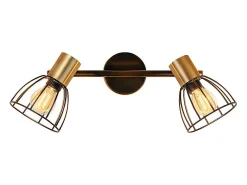 NETTLIFE Aplique Para Pared-Aplique de pared para interior , vintage, casquillo E14, , giratorio 350°, de metal, con 2 luces (bombillas no incluidas) Negro