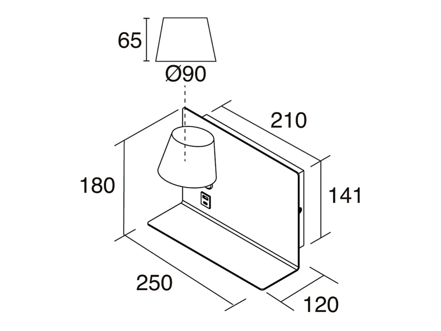 Aplique Para Pared-Aplique de pared SERENE estilo moderno - LED SMD 6W - 732lm Y 3K - IP20 - 350º - on&off y USB - RIGHT -acero y Negro