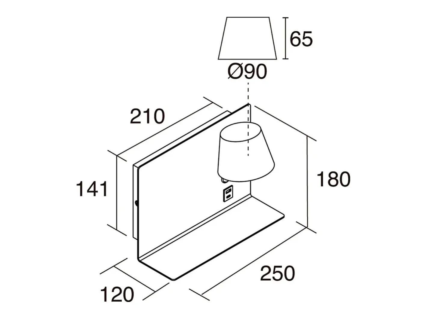 Aplique Para Pared-Aplique de pared SERENE estilo moderno - LED SMD 6W - 732lm Y 3K - IP20 - 350º - on&off y USB - LEFT -acero y Negro