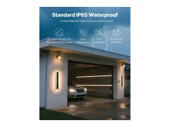 Iluminación Exterior-Aplique de Pared SucceBuy de Exterior, 6 W, Iluminación Exterior de Pared, Banda Luminosa Larga Moderna LED, 60 cm, Blanco Cálido 3000 K, Estanqueidad IP65 Negro