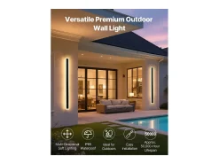 Aplique de Pared SucceBuy Exterior, 18 W, Iluminación Exterior de Pared, Lote de 2, Apliques de Pared Modernos LED 1 m, Ajustable 2700 K-6000 K, Estanco IP65 Negro Discount