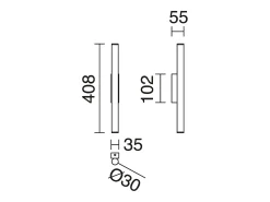Aplique de pared TANIA estilo moderno - Alt. 40,8 cm - 2x LED SMD 4W - 400lm y 3K- up&down - acero y - IP40 Negro Sale
