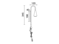 Aplique de pared TEAR estilo moderno - GU10 20W - cable 2 metros- on&off - acero y Blanco Outlet