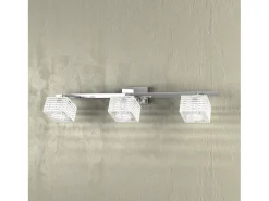 Clearance Aplique de pared Toplight Metropolitan de 3 luces con casquillo G9, estructura cromada y cristal trabajado, diseño moderno 55x10x12cm Plateado