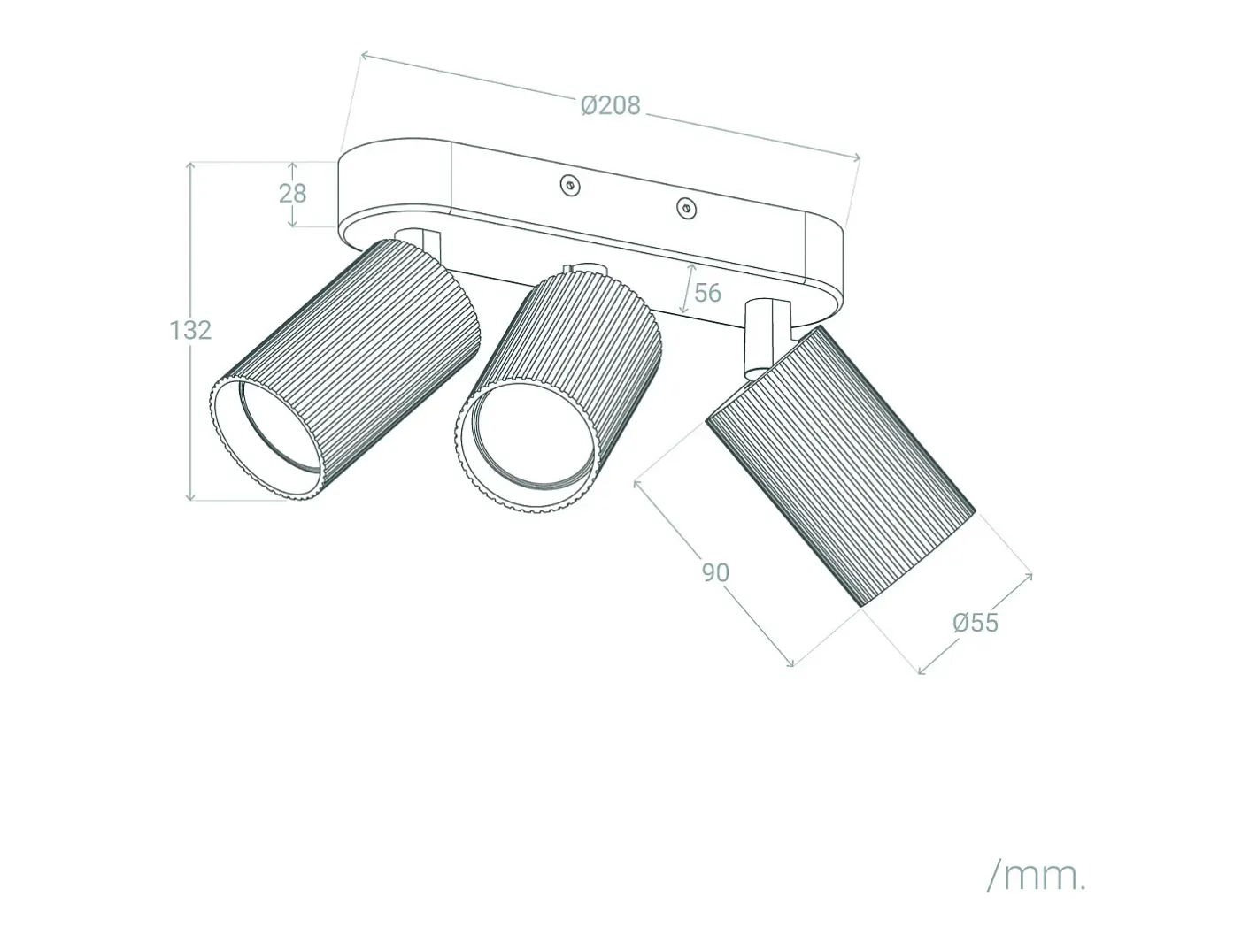 Ledkia Aplique Para Pared-Aplique de Techo Aluminio Aritz 3 Foco Negro