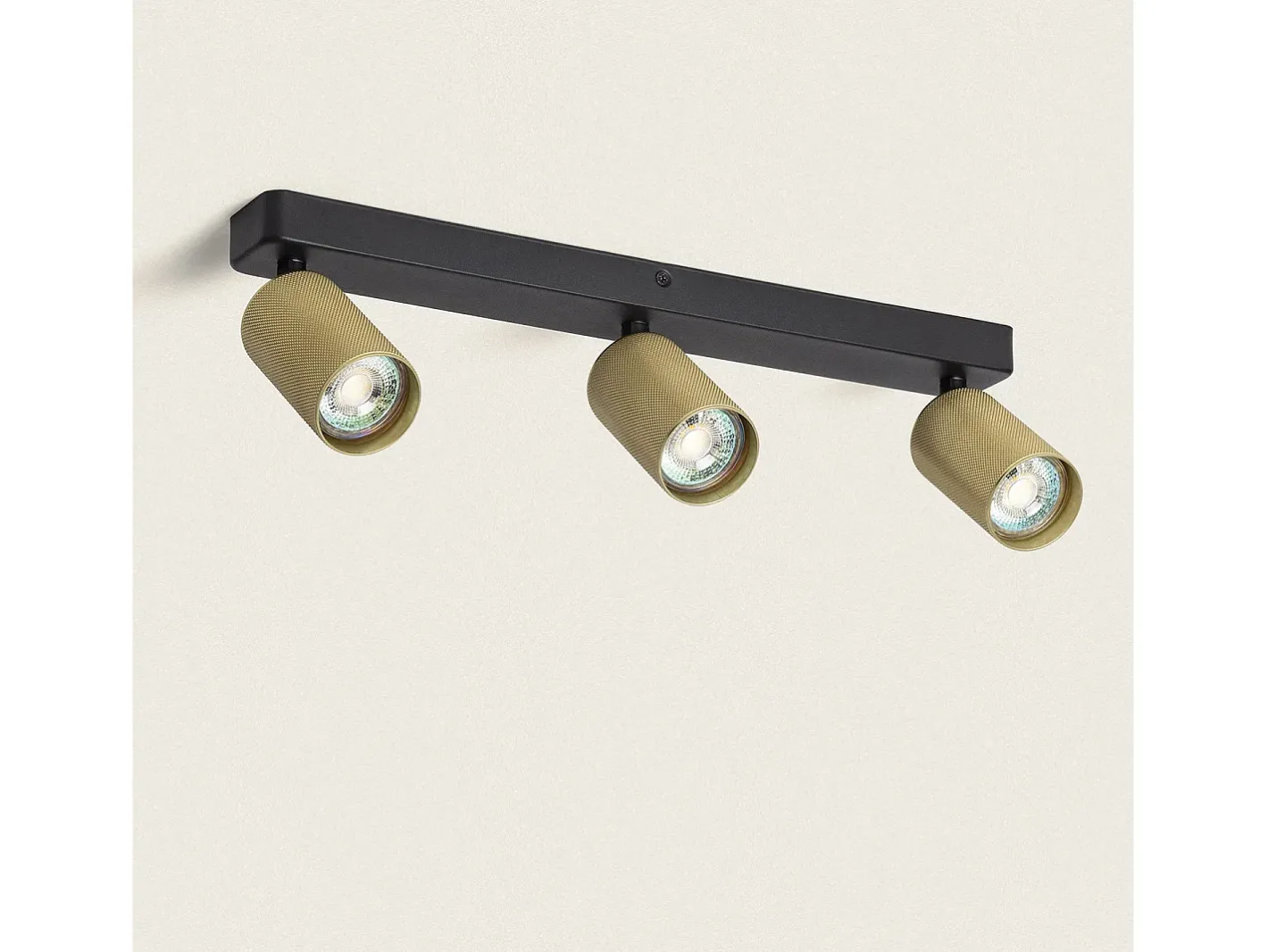 Ledkia Iluminación Exterior-Aplique de Techo Aluminio Breixo 3 Focos Dorado Multicolor