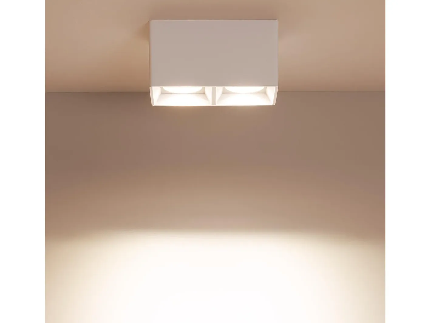 Ledkia Aplique de Techo Cuadrado Doble con Bombilla GU10 Space 2700K Cálido Blanco Best