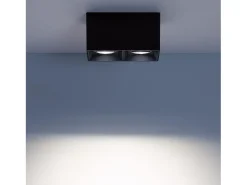 New Ledkia Aplique de Techo Cuadrado Doble con Bombilla GU10 Space 6000K Blanco Frío Negro