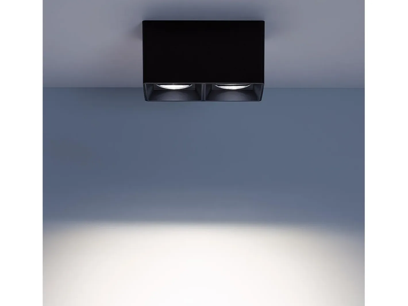 New Ledkia Aplique de Techo Cuadrado Doble con Bombilla GU10 Space 6000K Blanco Frío Negro