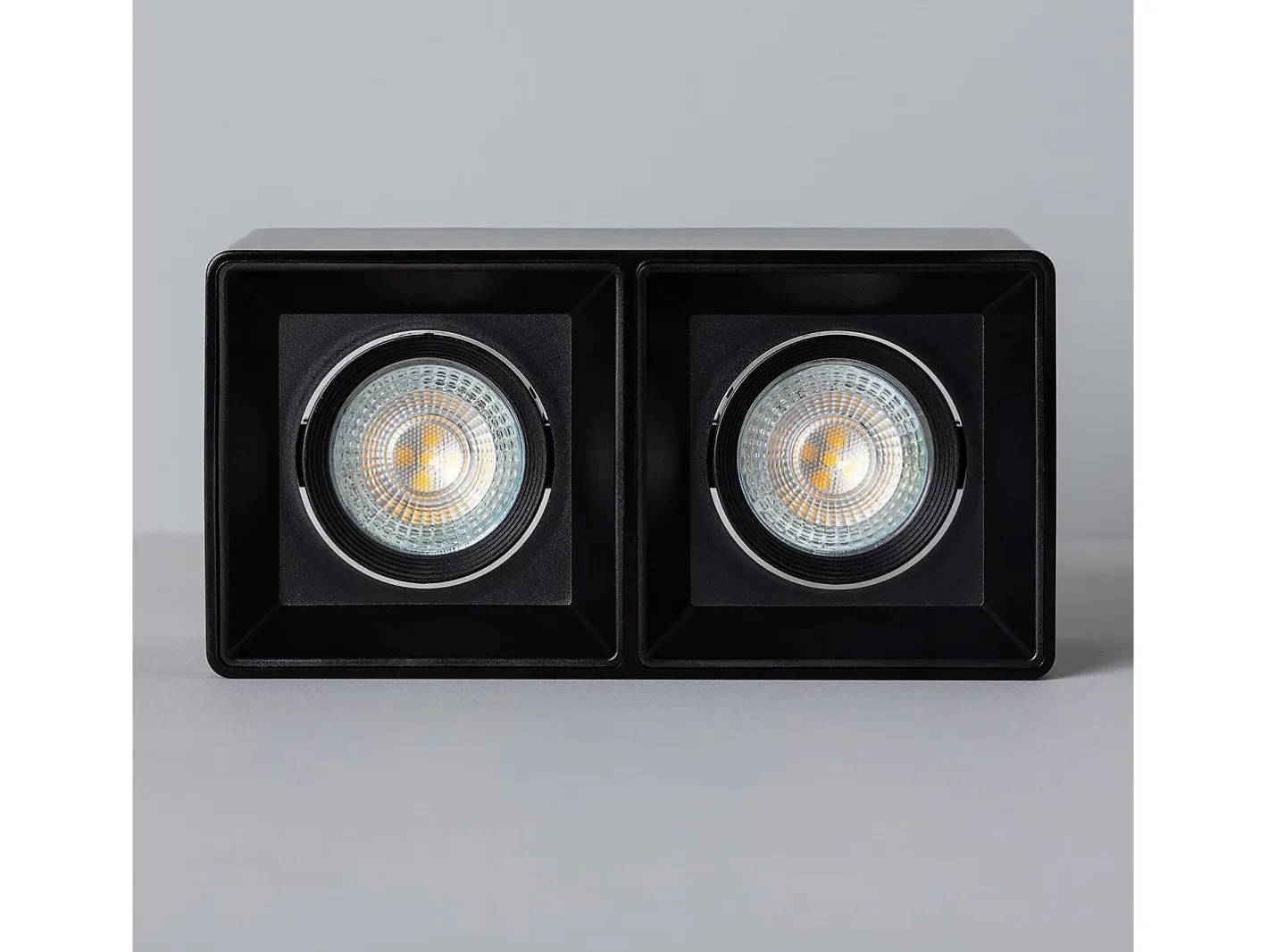 New Ledkia Aplique de Techo Cuadrado Doble con Bombilla GU10 Space 6000K Blanco Frío Negro