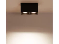 New Ledkia Aplique de Techo Cuadrado Doble con Bombilla GU10 Space 6000K Blanco Frío Negro