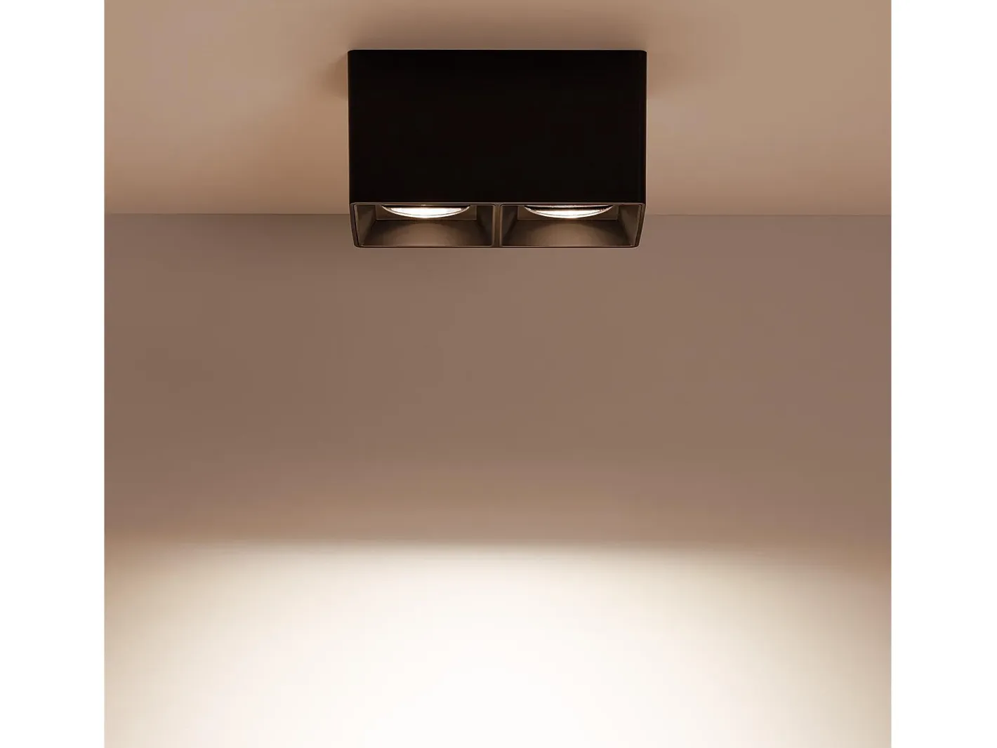 New Ledkia Aplique de Techo Cuadrado Doble con Bombilla GU10 Space 6000K Blanco Frío Negro