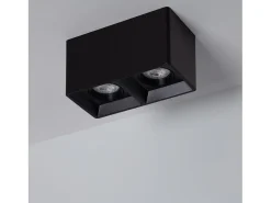 New Ledkia Aplique de Techo Cuadrado Doble con Bombilla GU10 Space 6000K Blanco Frío Negro