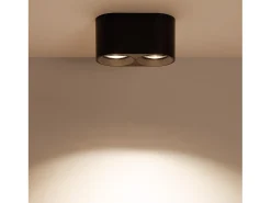 Ledkia Plafón-Aplique de Techo Doble con Bombilla GU10 Space 2700K Blanco Cálido Negro