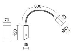 Aplique Para Pared-Aplique lector de pared LEIDEN estilo clásico y modero - LED SMD 3W - 240 lm y 3K - ángulo 35 - 360º grados- on&off - ip20 - acero y oro mate Gris