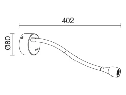 Aplique Para Pared-Aplique lector Elfi de estilo moderno - L.40,2 cm -interior- acero y silicona- - LED SMD 2W- 3.000K- on/off- 360º grados- IP20 Negro