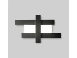 Aplique Para Pared-Aplique LED de diseño moderno 50W - Estructura geométrica de acero, luz cálida 3000K, 2620lm, ancho 104 cm, IP20 Negro