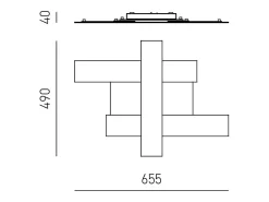 Aplique LED de diseño moderno 30W - Estructura geométrica de acero, luz cálida 3000K, 2620lm, ancho 65,5 cm, IP20 Negro