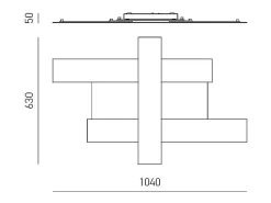 Aplique LED de diseño moderno 50W - Estructura geométrica de acero, luz cálida 3000K, 2620lm, ancho 104 cm, IP20 Blanco Online