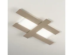 Aplique Para Pared-Aplique LED de diseño moderno 50W gris tórtola - Estructura geométrica de acero, luz cálida 3000K, 2620lm, ancho 104 cm, IP20 Marru00f3n chocolate